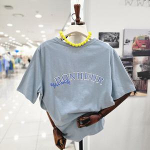 [비지트인뉴욕]브이넥 뒤레터링 여름반팔티셔츠 VA5ST93KM_US