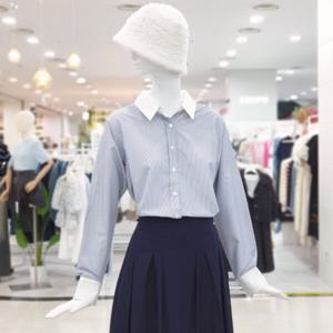 [ab.f.z]카라 소매 배색 스트라이프 셔츠 블라우스 FSBZY5B36G