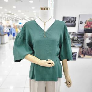 [비지트인뉴욕]브이넥리본타이백 볼륨소매반팔블라우스 VA7SS7K_