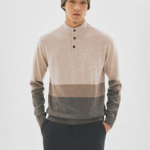 [팬텀] 남성 컬러 블럭 반버튼 니트