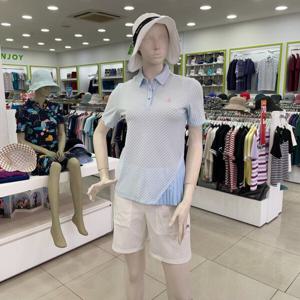 [팜스프링스]여성 포인트 배색 반팔 티셔츠 GS23KY52W_DG