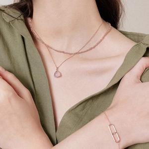 제이로렌 꼬임 볼드 로즈골드 실버 목걸이 N01195