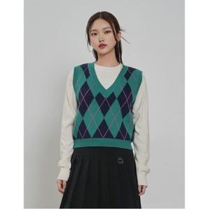 [애드호크]여성 아가일 니트 베스트(HAAVK1A)