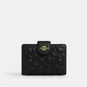 코치 CZ341-IMBLK 시그니처 레더 미디엄 코너 지퍼 지갑