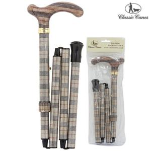 [오쎈버그]베이지 잔체크 휴대용 접이식지팡이