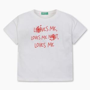 [베네통 키즈]베네통키즈 여아레터링 반팔 티셔츠 3I1XC10I7 CR