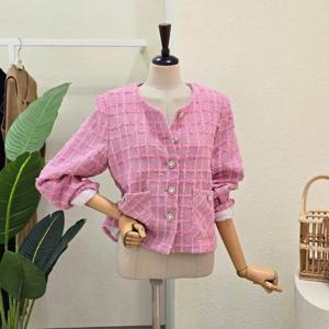 [포커스]FS5A3JK30494_빈티지 버튼 데미지 트위드 재킷