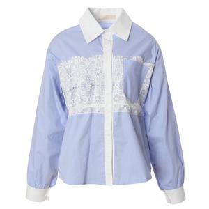 [페이지플린]카라넥 레이스 패치 긴팔 블라우스 (F5ABL005)