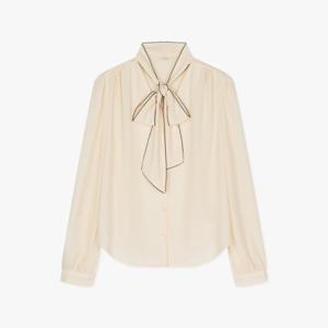 [아니베에프][아니베에프]배색 끈 타이 블라우스 A52WBL700