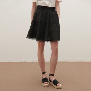 [SATIN] 밑단 레이스 미니 티어드 스커트 O252T302