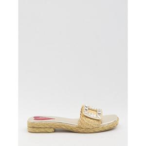 로저비비에 크리스탈 장식 라피아-같은 버클 샌들 RVW774420406