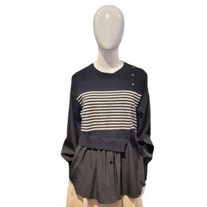 [페이지플린]단가라 니트배색 블라우스(F5ABL500A)