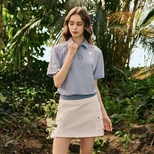 [챌린저] 여성 실키 터치 냉감 카라 반팔 티셔츠 미디엄블루