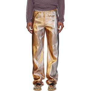 25 FW 드리스반노튼 남성 골드톤 라메 슬랙스 251358M191020