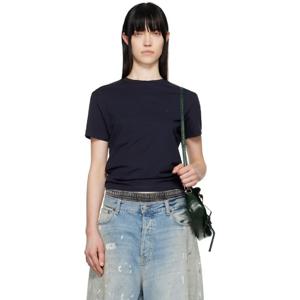 아크네 티셔츠 네이비 레귤러 핏 티셔츠 251129F110020