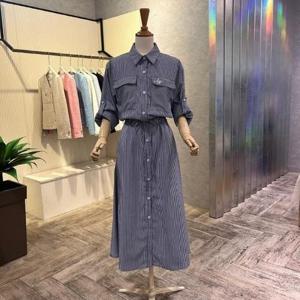 [ab.f.z]AOZ1HO431_스트라이프 롤업 소매 롱 원피스