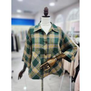 스테파니 세이브존08 체크 이중 린넨 자켓 A25JK5215