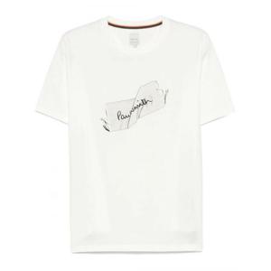 [라스트원] [PAUL SMITH] 라프리마 남성 티셔츠 Labelprint M1R697PNP4737 01 화이트 /7