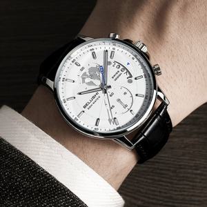 B201WC 크로노그래프 정장 캐주얼 남자 소가죽 메탈 손목시계