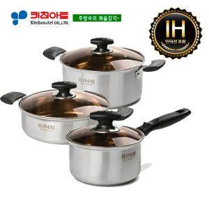 키친아트 아인스(IH) 스테인레스냄비 3종(A)SET(18+20+26전)
