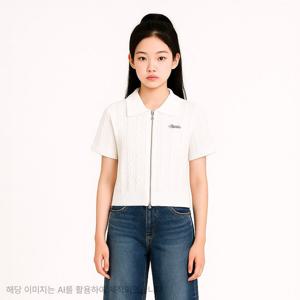 [더데이걸][모다울산]반팔 카라 집업 니트 TGKA25302_US