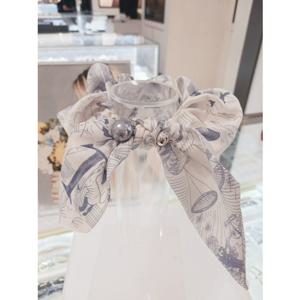 JP Clarisse (장폴 클라리쎄) 진주 패턴 리본 헤어끈 LFPT0777