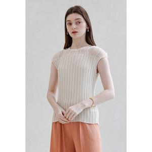 [요이츠]레이스 요크 플리츠 블라우스_YJ05WNPBL16_BE1