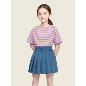 [빈폴키즈] [Essential] 스트라이프 반소매 티셔츠  라이트 핑크 (BI5642UE2Y)