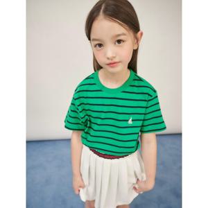 [빈폴키즈] [Essential] 스트라이프 반소매 티셔츠  그린 (BI5642UE2M)