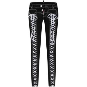 디스퀘어드2 로고 자수 레이스 디테일 테이퍼드 진  S72LB0700S30564