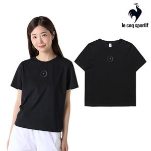 [르꼬끄] 여성 애슬레저 레귤러핏 면 티셔츠  QQ322ORS81_BLK
