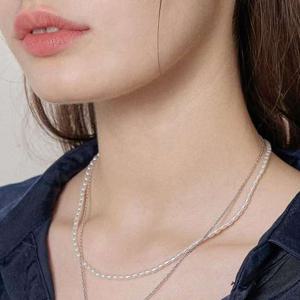 제이로렌 타원 진주 실버 목걸이 N01188