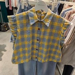 부루앤쥬디 HC35 민소매체크프릴셔츠 BBRGSH103B