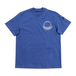 몽클레어 블루 코튼 크루넥 티셔츠 8C0001389AJS 75B