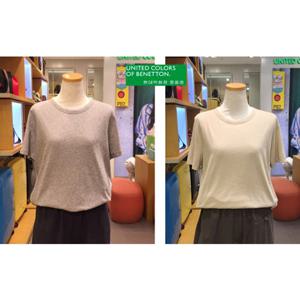 베네통(BATS96541) 2COL 넥자수 반소매티셔츠