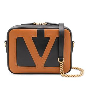 발렌티노 렉탱귤러 블랙 브라운 가죽 크로스 백 7W2B0R86 PTJRF