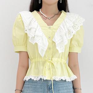 [금찌]금찌 라피아 레이스 스트링 블라우스 ST7595B