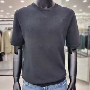 [바쏘옴므]와플조직 블랙 라운드 니트 WSY2WR34A_JK