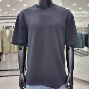 [바쏘옴므]블랙 라운드넥  베이직 스판 반팔 티셔츠 WSY2GK14A_J