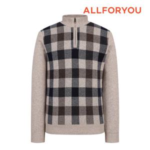 [올포유][올포유]남성 체크 자가드 반집업 방풍 니트 AGSHMA311-