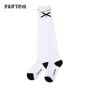 [팬텀] 여성 리본 장식 컬러 라인 니삭스