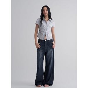 (125765MQD2) [에잇세컨즈] 반소매 스트라이프 셔츠  라이트 그레이