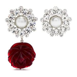 마그다부트림 펄 센터 클리어 라인스톤 드롭 귀걸이 710725 RED