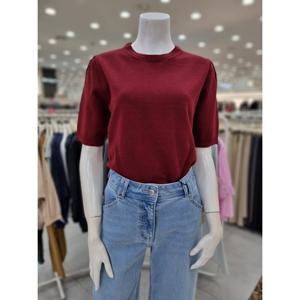 [더아이잗]사선 조직 셔링 라운드넥 니트 IN9M1PO88891_DJ