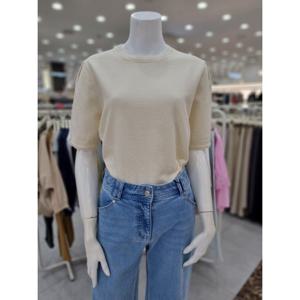 [더아이잗]사선 조직 셔링 라운드넥 니트 IN9M1PO88500_DJ