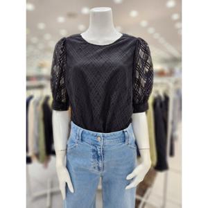 [더아이잗]시스루 체크 퍼프 블라우스 IN5BL111_DJ