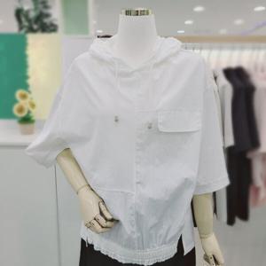 [비지트인뉴욕]후드반팔배색 롱 티셔츠 VA4ST7Q1i_US