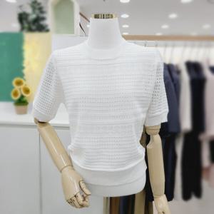 [비지트인뉴욕]라운드넥  펀칭 반팔티셔츠 VA5SK751_US