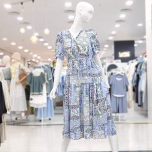 [ab.f.z]브이넥 프린트 셔링 쿨 원피스 FSPHZ3O34H