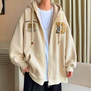 [모로엠]남성 루즈핏 패치 후드집업 LD-JUA-QSIS188-베이지